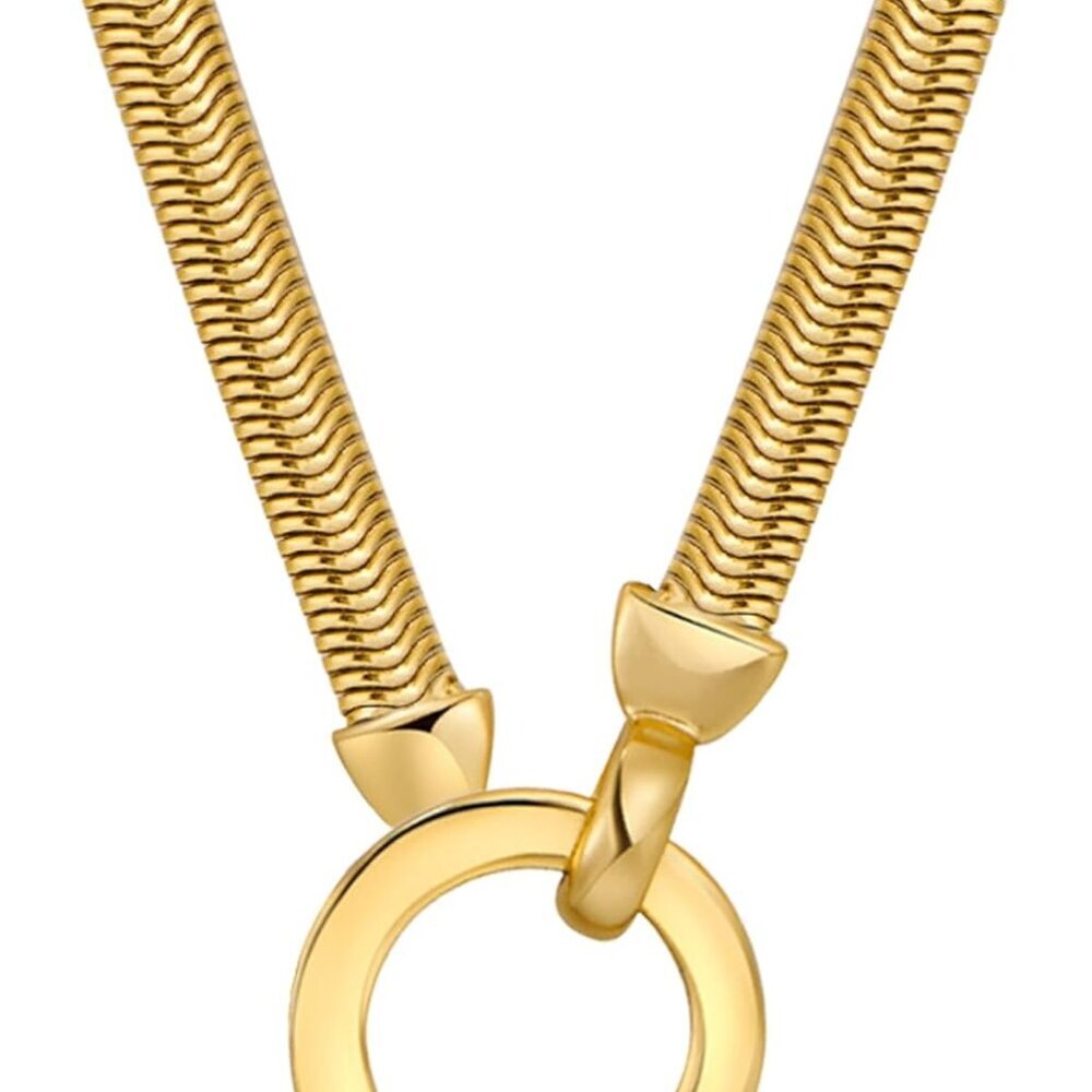 14k Gold Plated S925 Sterling Silver Interlocking Heart & Circle Necklace for Wo